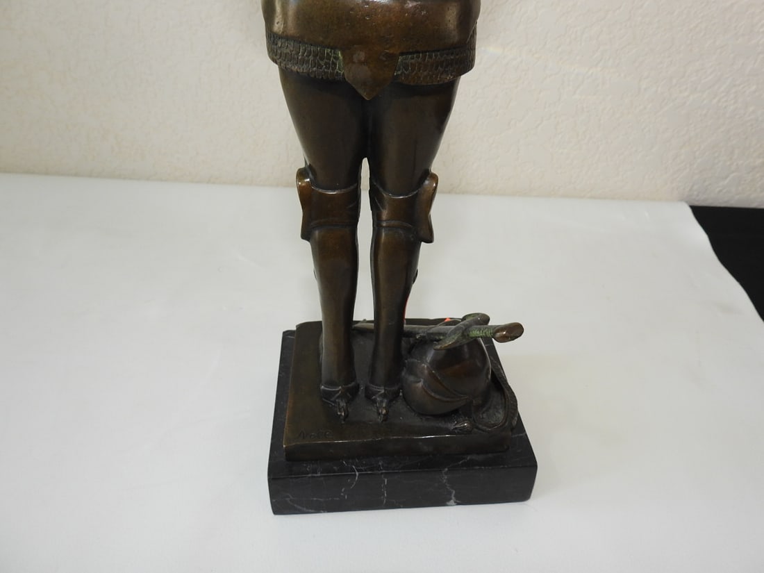 Joan of Arc Bronze Statue on Marble Base - 3