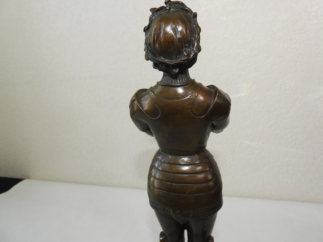 Joan of Arc Bronze Statue on Marble Base - 4