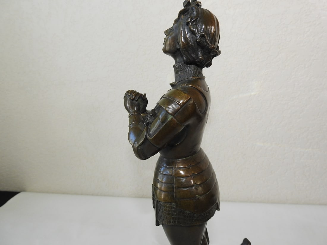 Joan of Arc Bronze Statue on Marble Base - 5