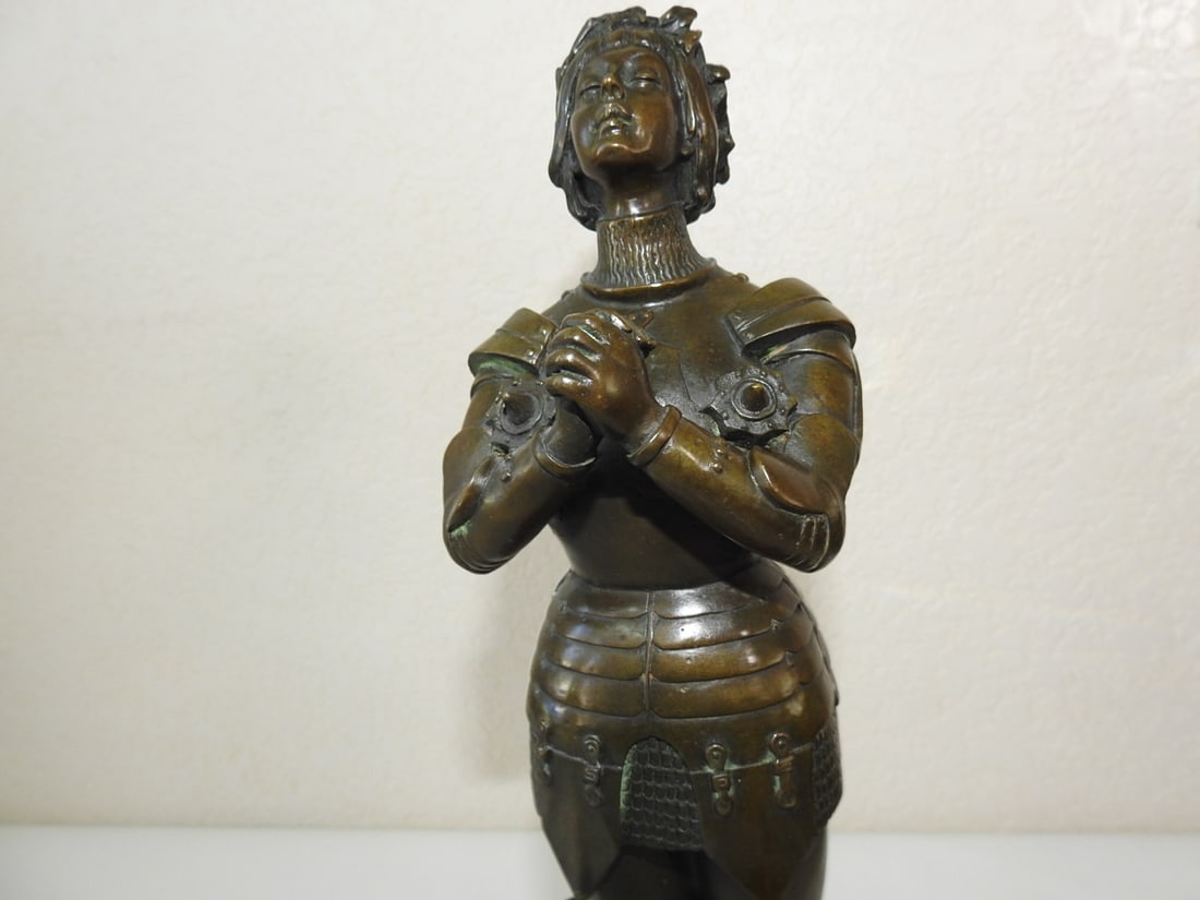 Joan of Arc Bronze Statue on Marble Base - 6