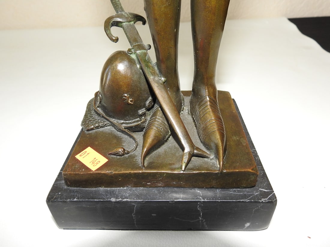 Joan of Arc Bronze Statue on Marble Base - 7