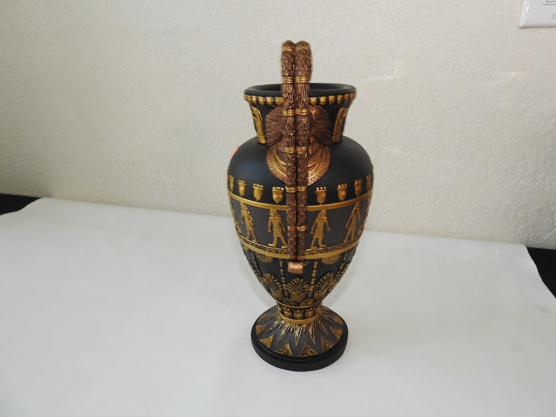 Neoclassical Egyptian Resin Urn with Snake Handles - 3