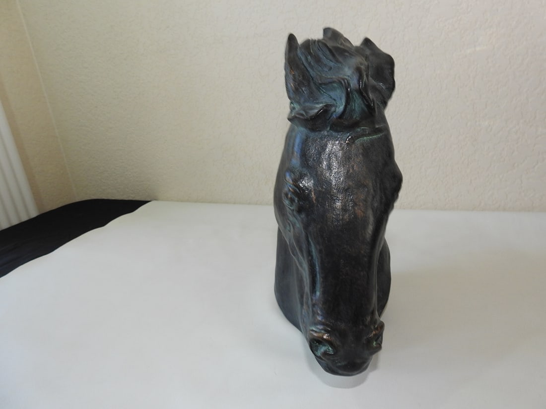 Bronze Horse Bust with Green Patina Accent - 2