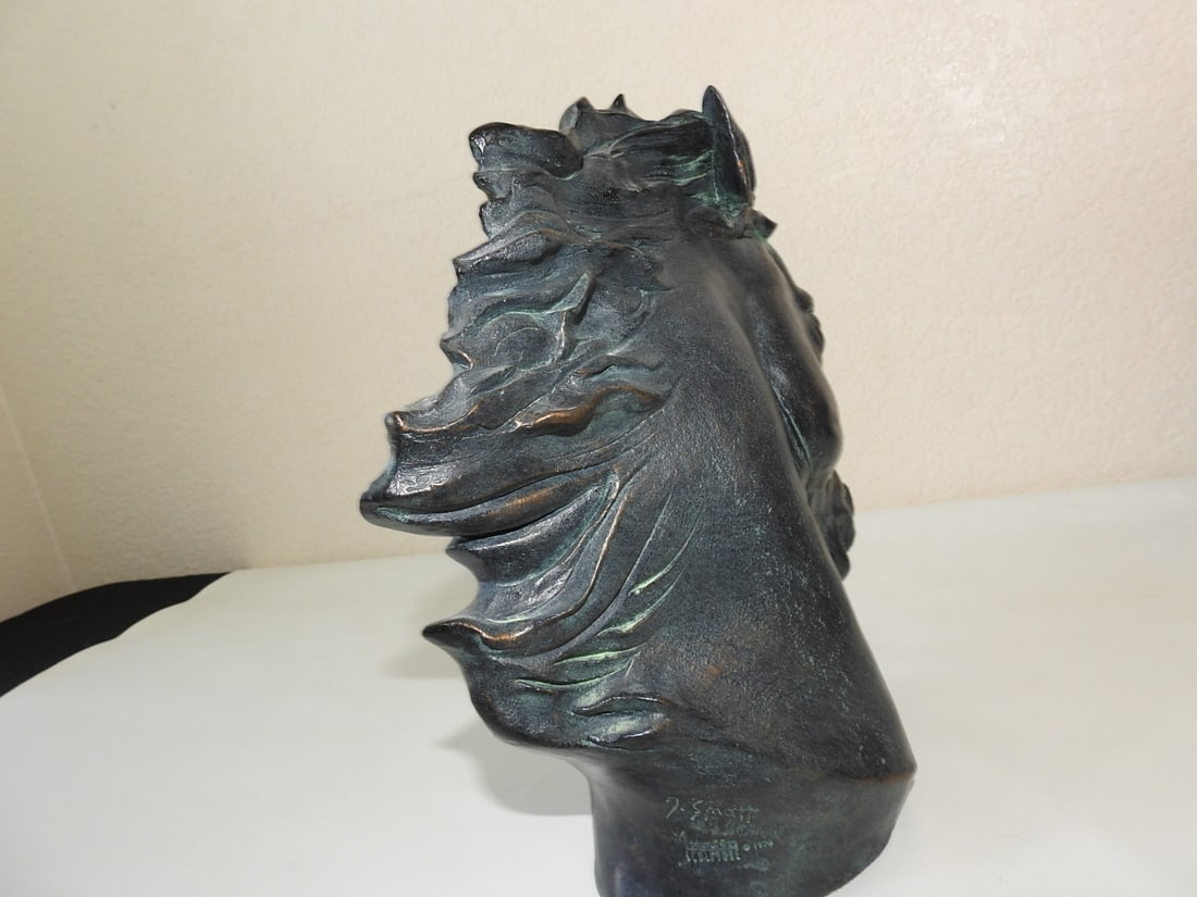 Bronze Horse Bust with Green Patina Accent - 6