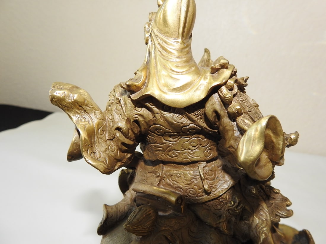 Guang Gong Chinese Warrior Brass Statue - 10