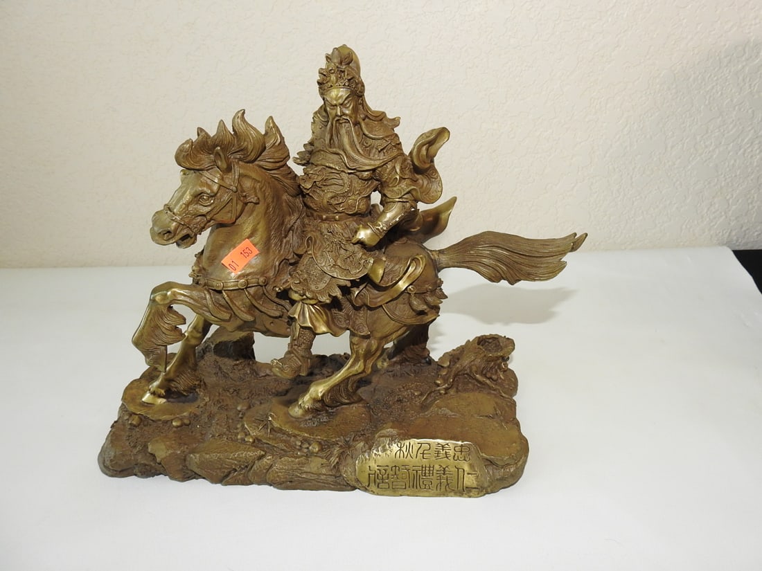 Guang Gong Chinese Warrior Brass Statue - 4