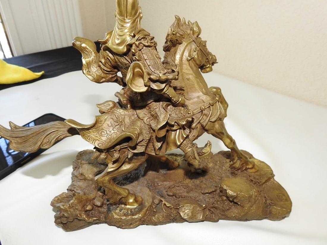 Guang Gong Chinese Warrior Brass Statue - 8