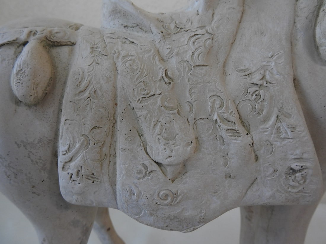 Eastern Style Faux Stone Plaster Horse Statue - 3