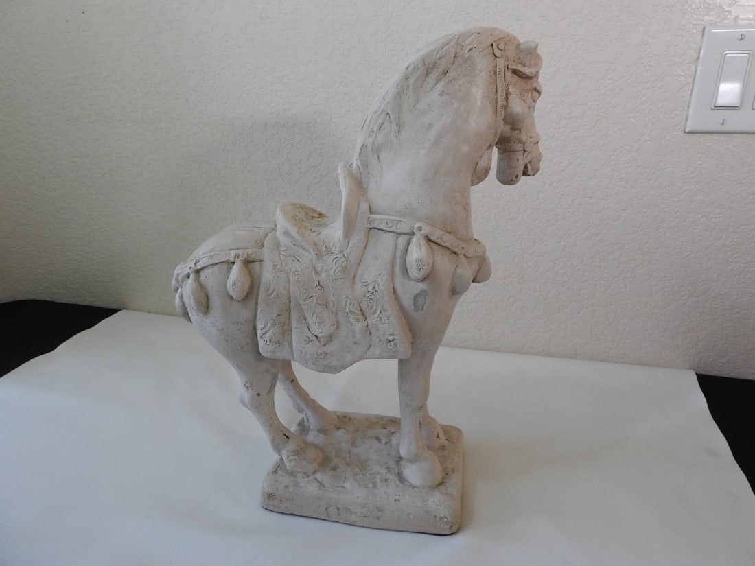 Eastern Style Faux Stone Plaster Horse Statue - 4