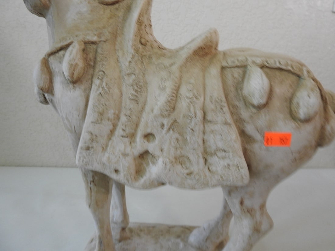 Eastern Style Faux Stone Plaster Horse Statue - 6