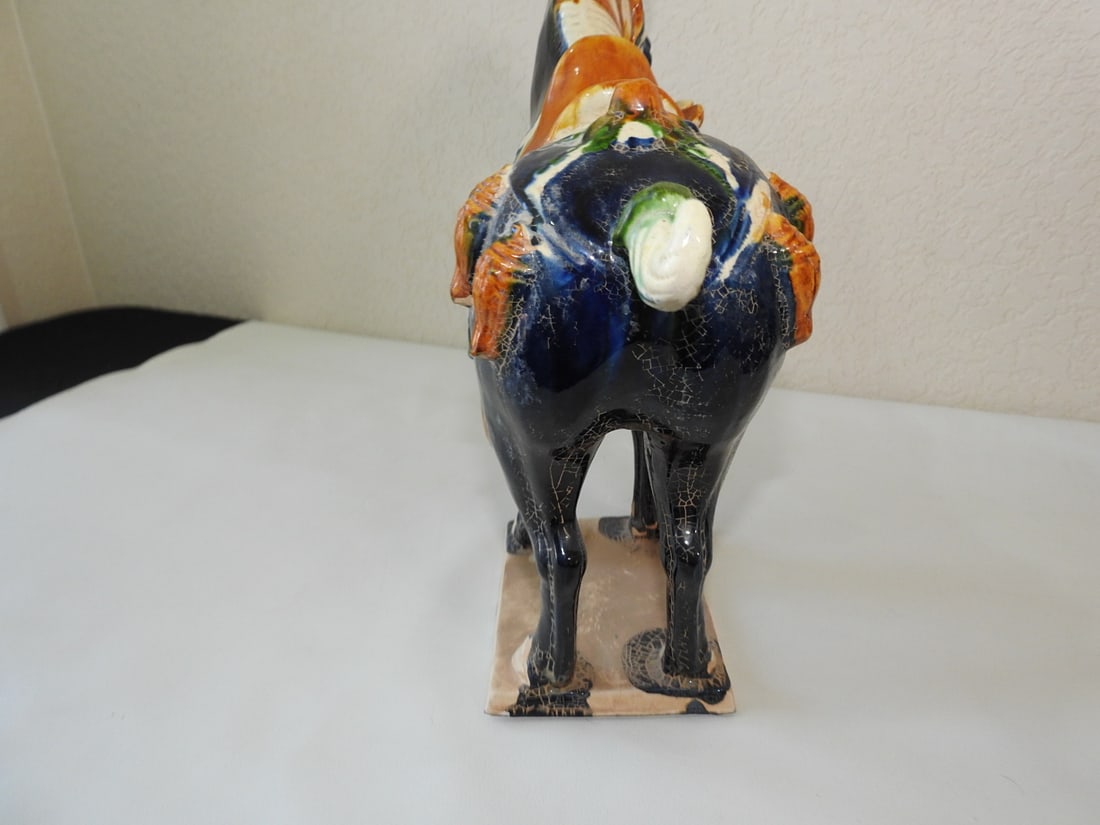 Vintage Chinese Tang-Style Sancai Horse Statue - 4