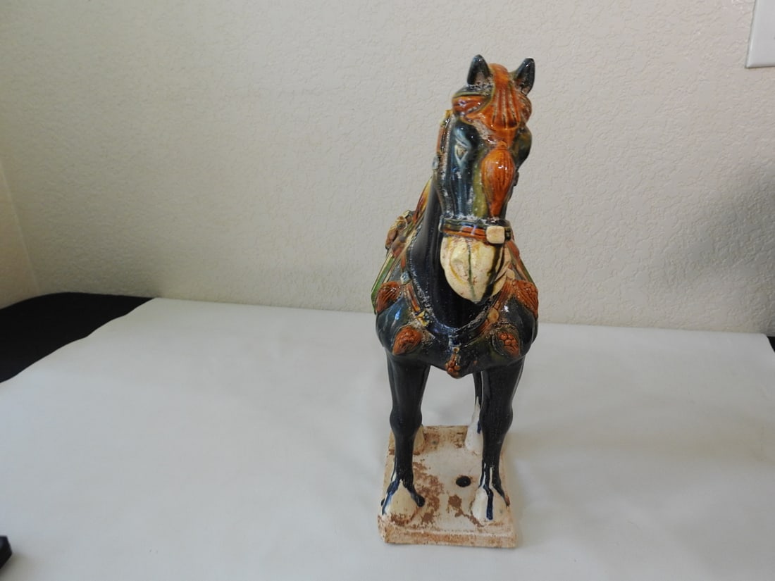 Vintage Chinese Tang-Style Sancai Horse Statue - 2