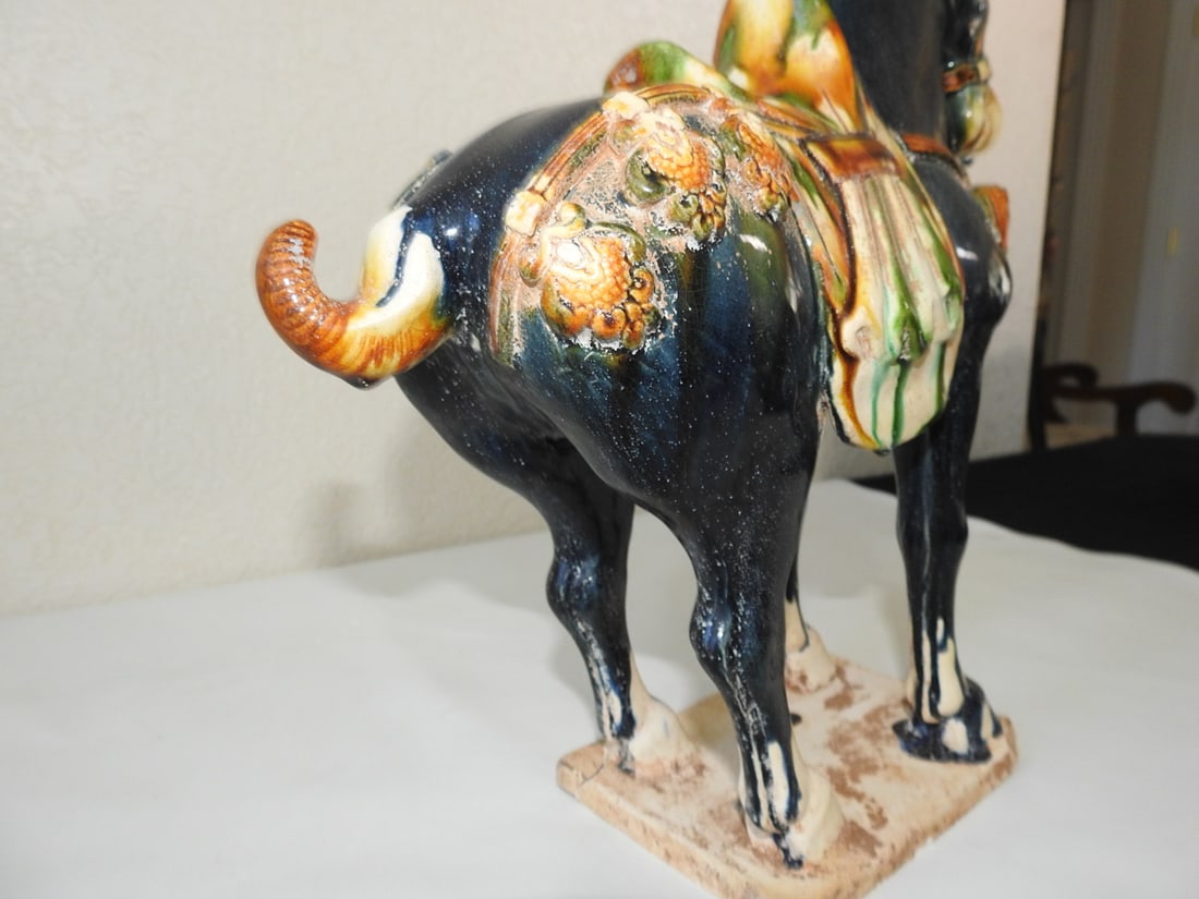 Vintage Chinese Tang-Style Sancai Horse Statue - 4