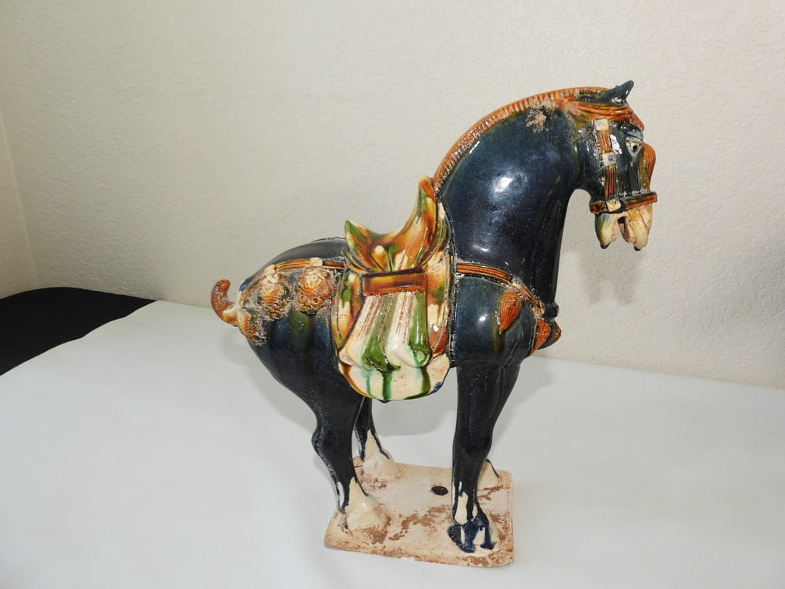 Vintage Chinese Tang-Style Sancai Horse Statue - 6