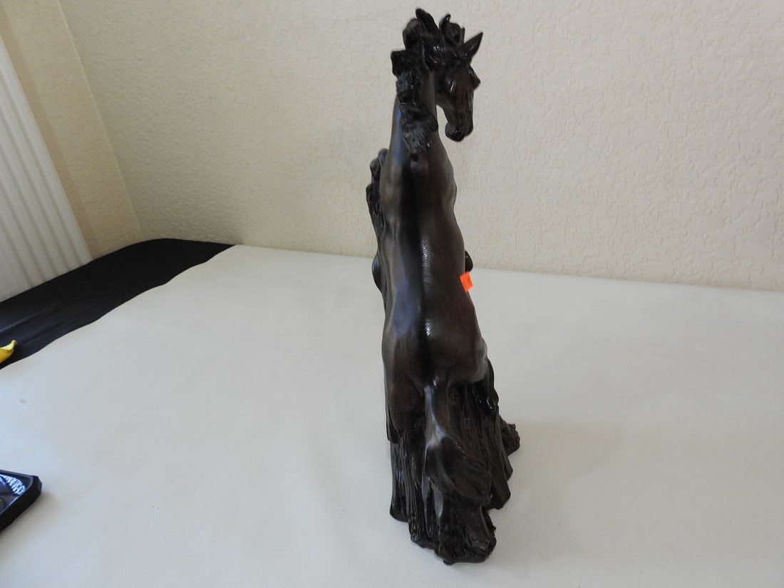 Faux Wood Carved Horse Statue - 4