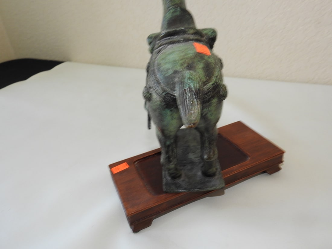 Chinese Solid Bronze Horse Statue on Wood Base - 7