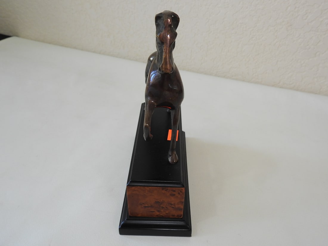 Solid Bronze Trophy Horse Statue on Birdseye Maple Base - 3