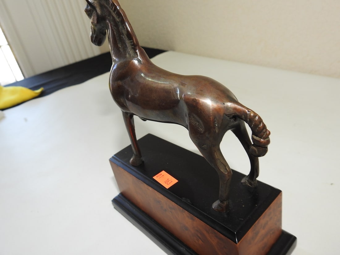 Solid Bronze Trophy Horse Statue on Birdseye Maple Base - 5