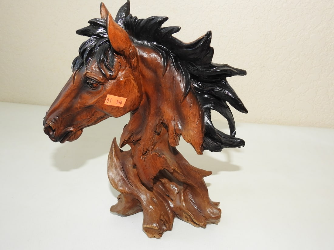 Native American Style Faux Wood Carved Horse Statue (1 of 4)
