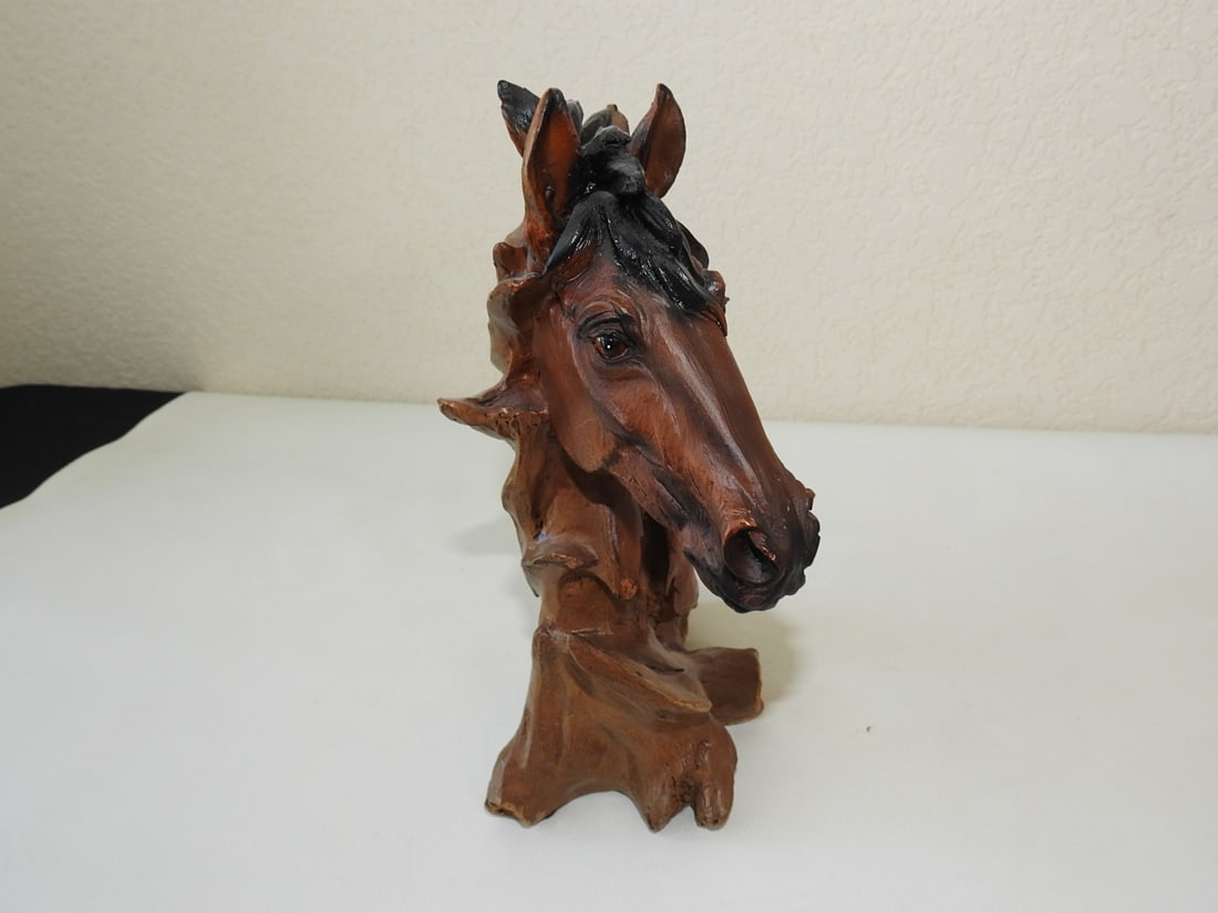 Native American Style Faux Wood Carved Horse Statue - 4