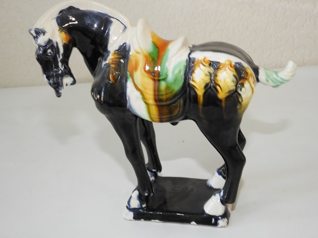 Vintage Chinese Tang-Style Sancai Horse Figure - 4