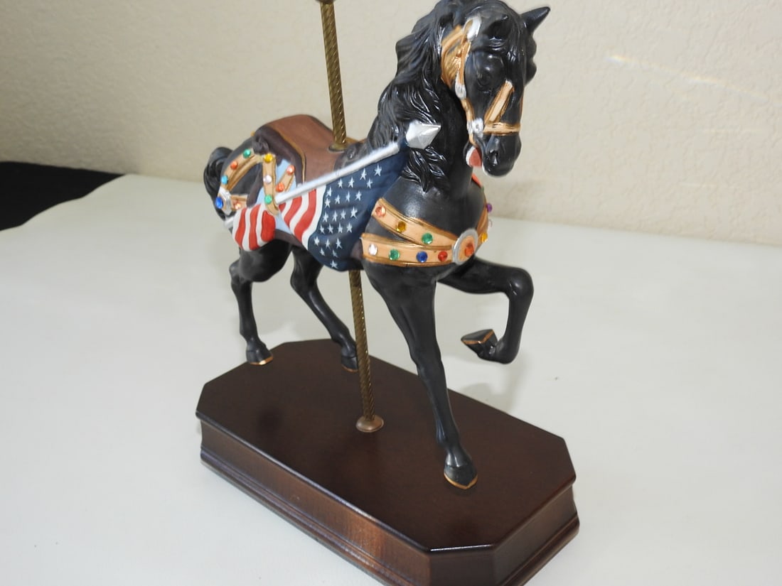 Black Porcelain Carousel Horse Music Box - 2