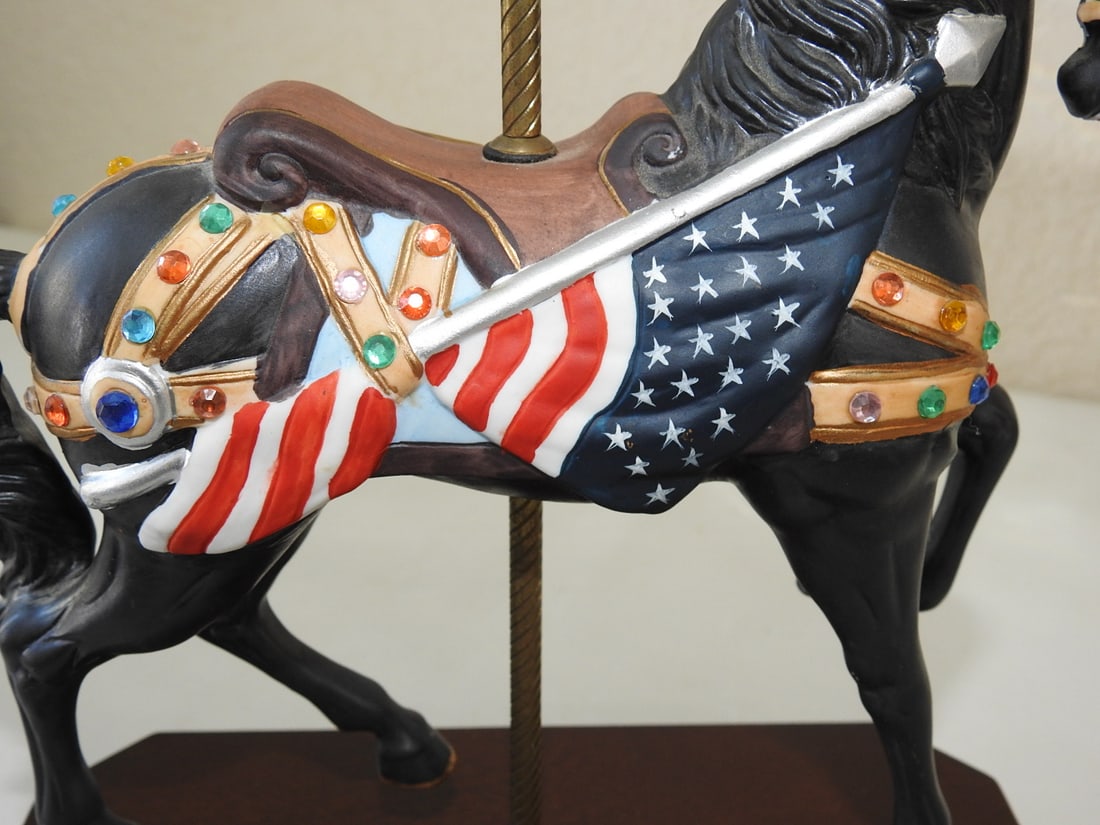 Black Porcelain Carousel Horse Music Box - 5