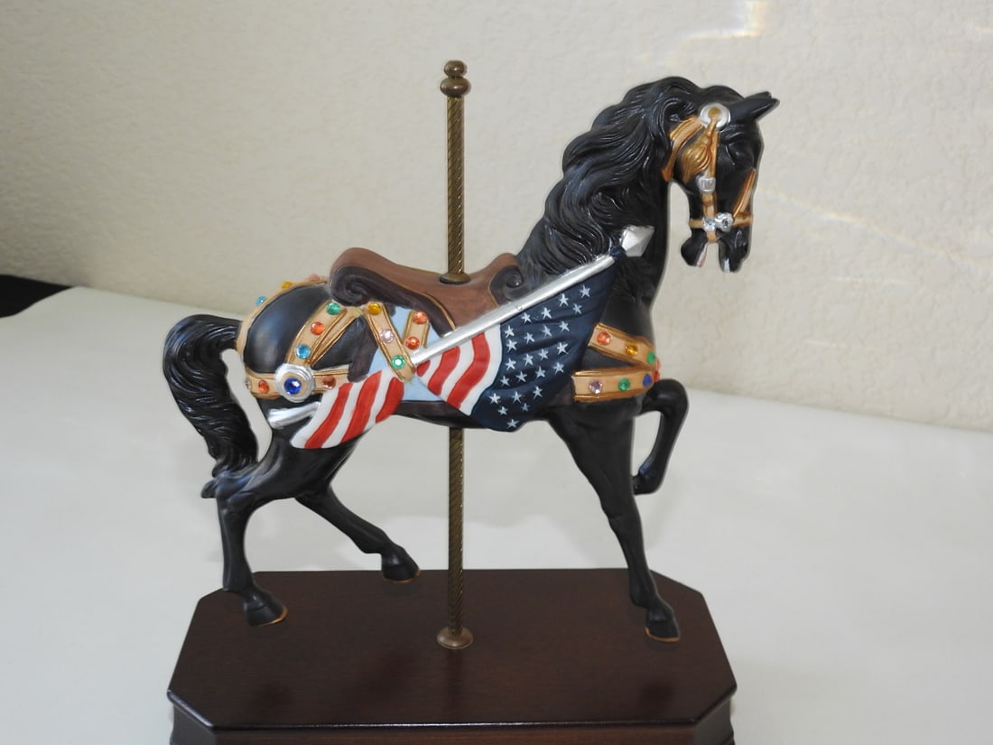 Black Porcelain Carousel Horse Music Box - 6