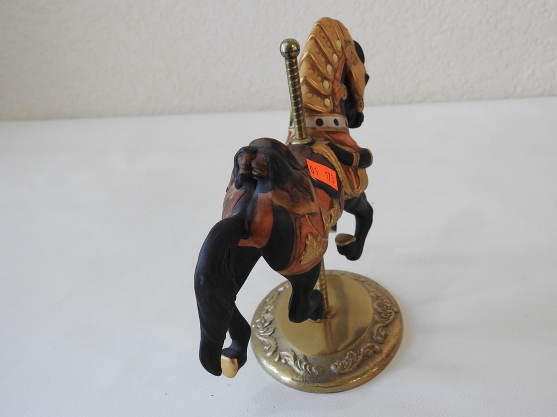Black Porcelain Carousel Horse with Gold Accents - 2