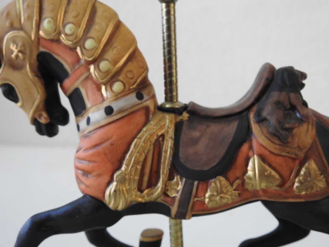 Black Porcelain Carousel Horse with Gold Accents - 5