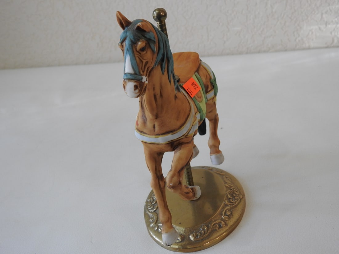 Hand-Painted Bisque Porcelain Carousel Horse - 2
