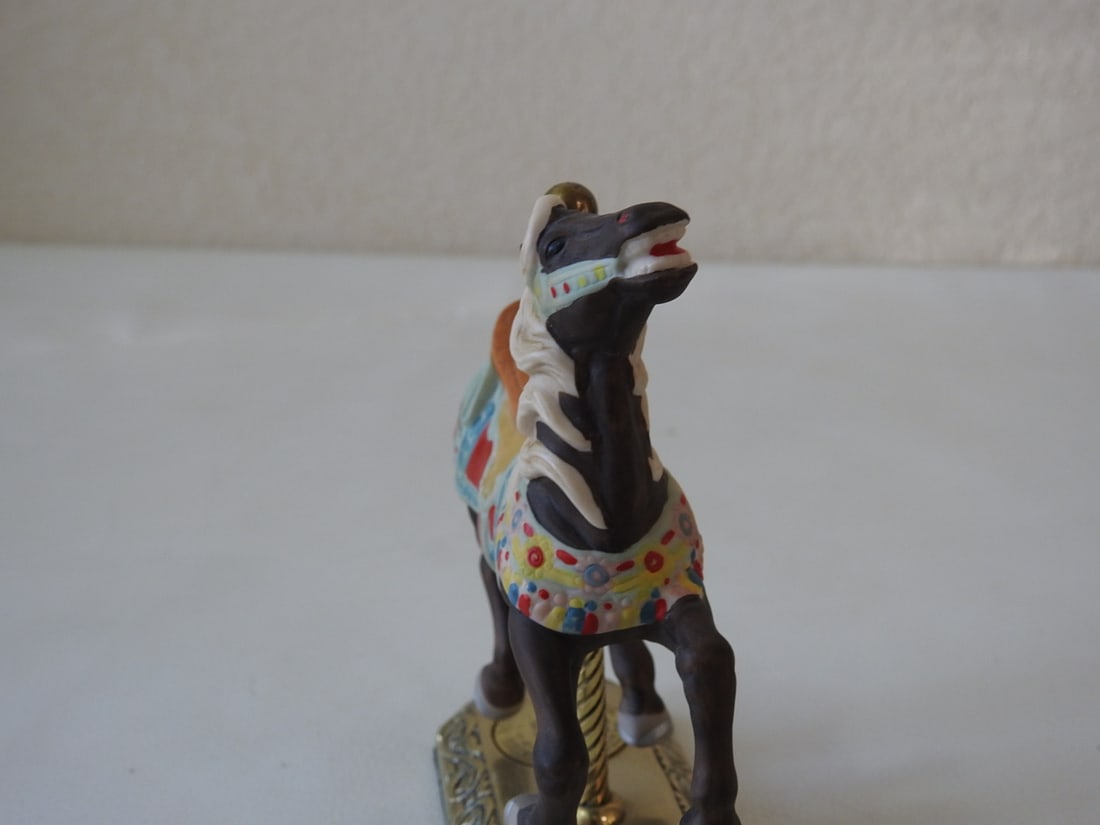 Willitts Americana Carousel Memories Porcelain Horse: Willitts Designs porcelain carousel horse from the Americana Collection / Carousel Memories Series, limited edition #103 of 9500, with brass pole and base. Approx. 5.5 x 4.5 x 2 in.