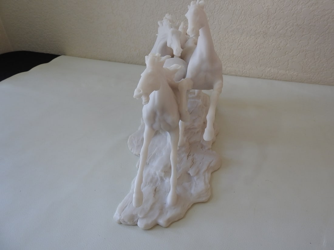 Running Wild Horses Faux Marble Statue - 4