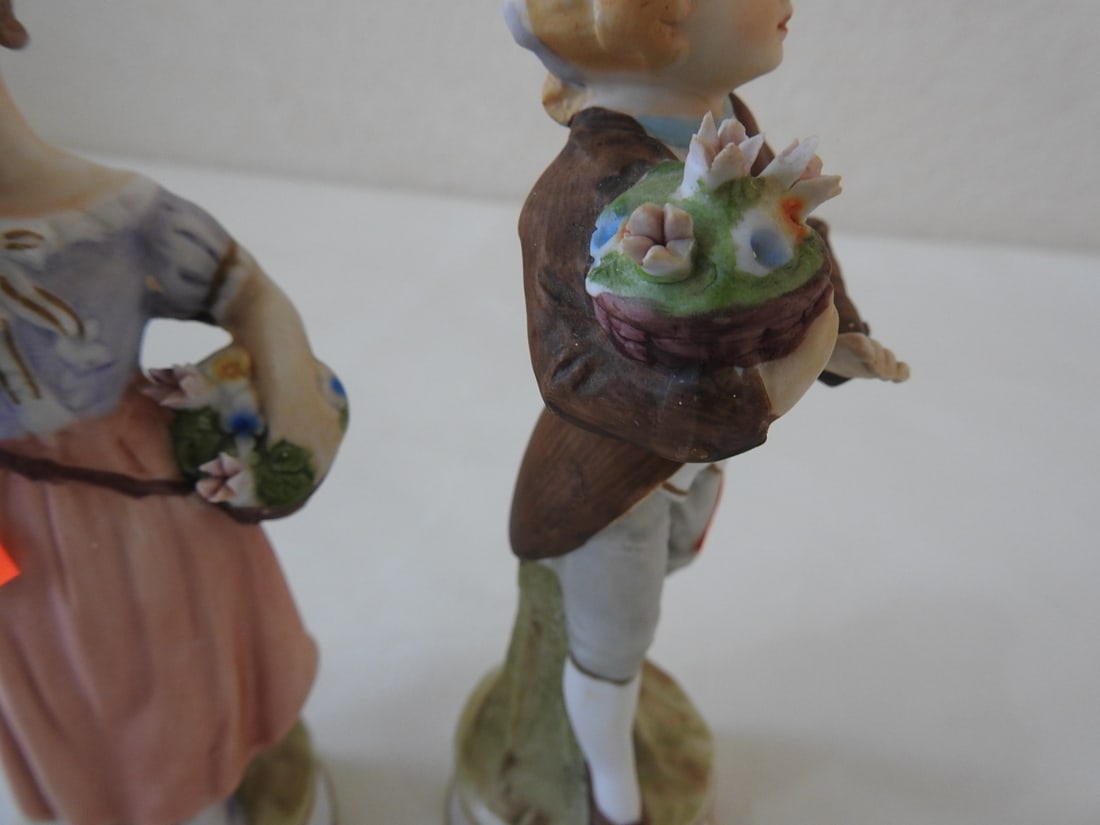 Vintage French Village Couple Bisque Porcelain Figurine - 4