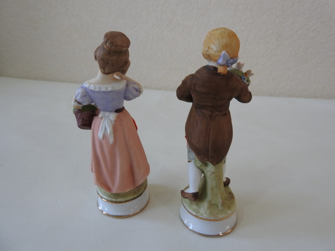 Vintage French Village Couple Bisque Porcelain Figurine - 5