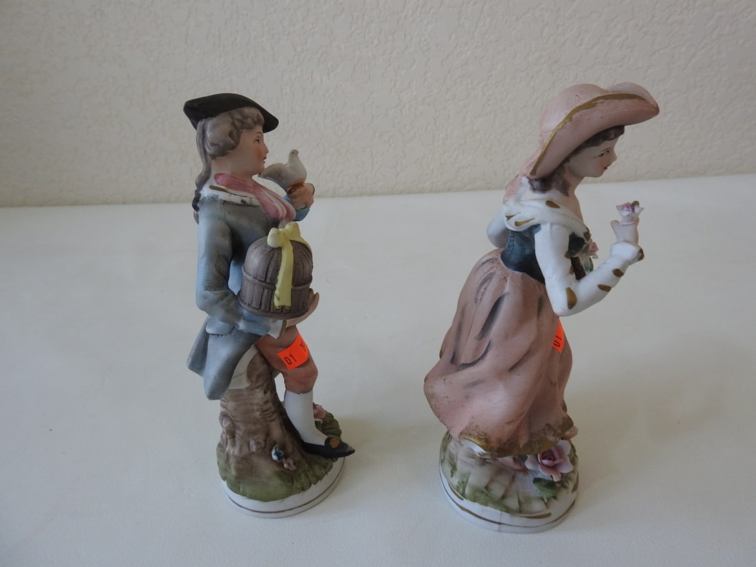 Vintage French Village Couple Bisque Porcelain Figurine - 3