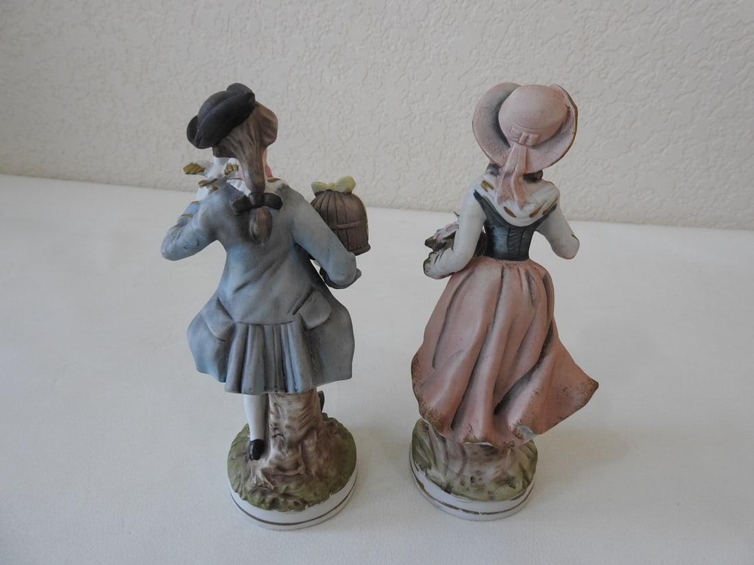 Vintage French Village Couple Bisque Porcelain Figurine - 4