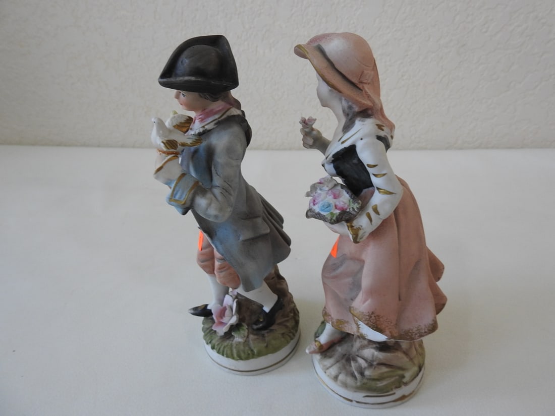 Vintage French Village Couple Bisque Porcelain Figurine - 5