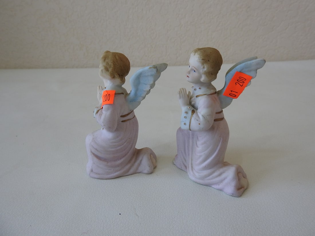 Vintage Japan Bisque Angel Figurines Set of 2 - 2