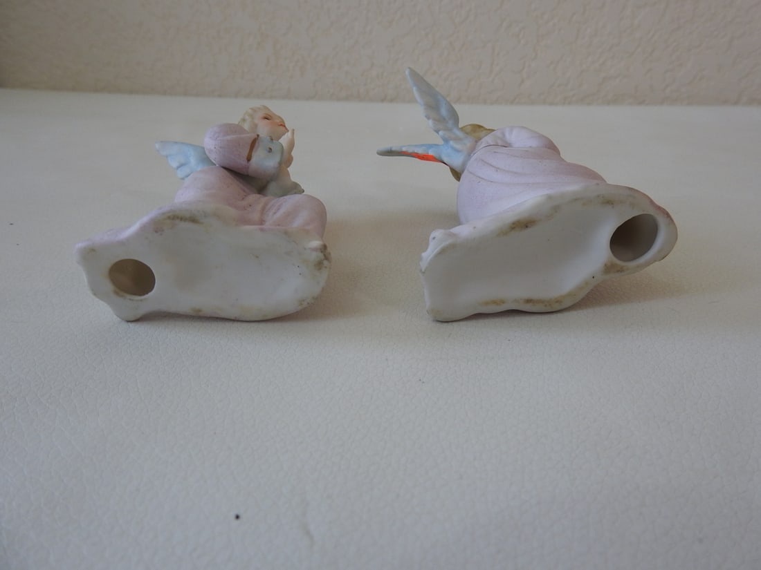Vintage Japan Bisque Angel Figurines Set of 2 - 3