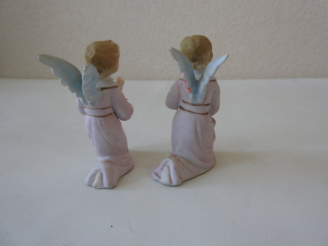 Vintage Japan Bisque Angel Figurines Set of 2 - 5