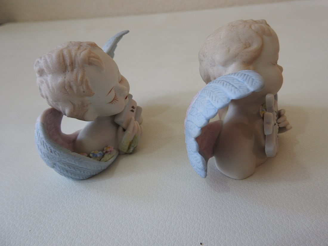 Vintage Cherub Porcelain Figurines Set of 2 - 2