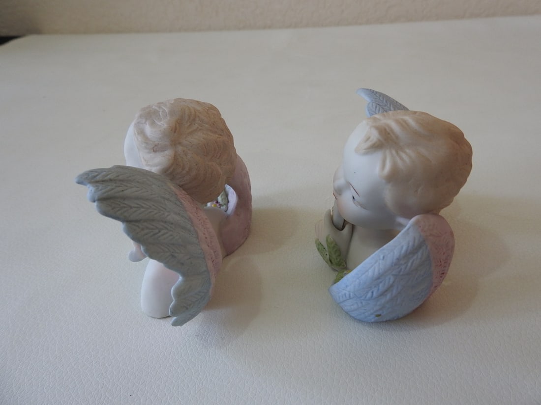 Vintage Cherub Porcelain Figurines Set of 2 - 4