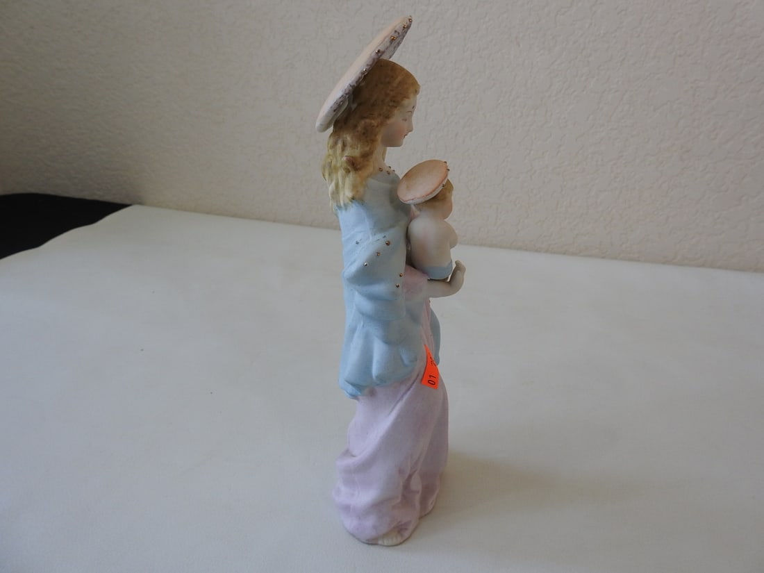 Vintage Madonna and Child Bisque Porcelain Figurine - 2