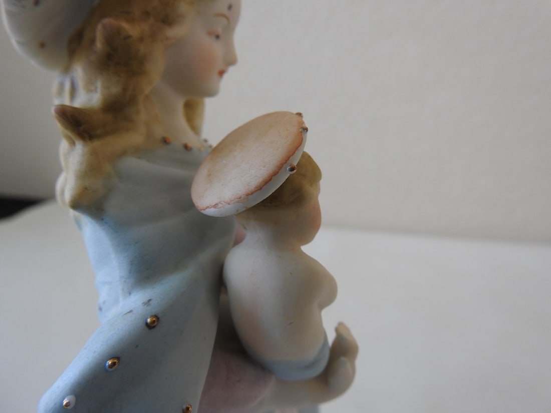 Vintage Madonna and Child Bisque Porcelain Figurine - 6