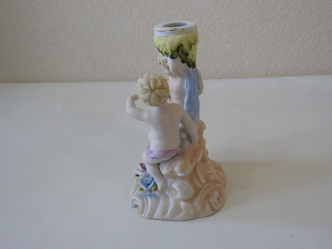 Vintage Cherub Candle Holder Porcelain - 2