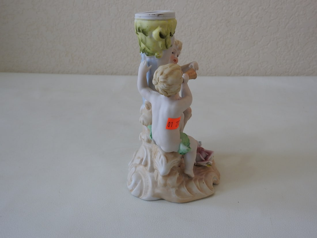 Vintage Cherub Candle Holder Porcelain - 7