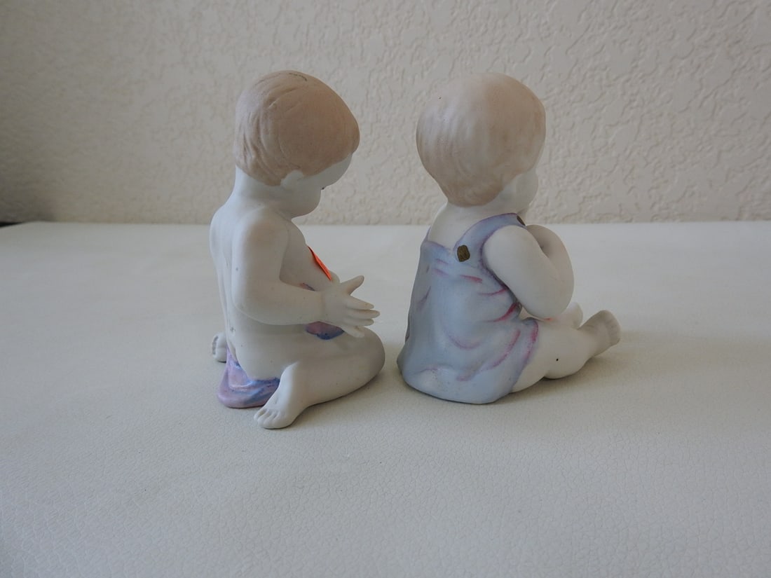 Vintage Japan Bisque Piano Babies Set of 2 - 2