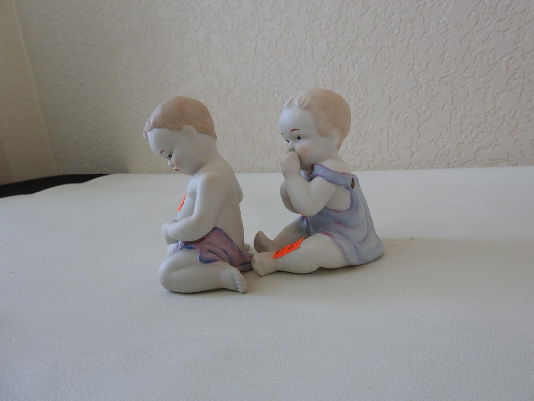 Vintage Japan Bisque Piano Babies Set of 2 - 4
