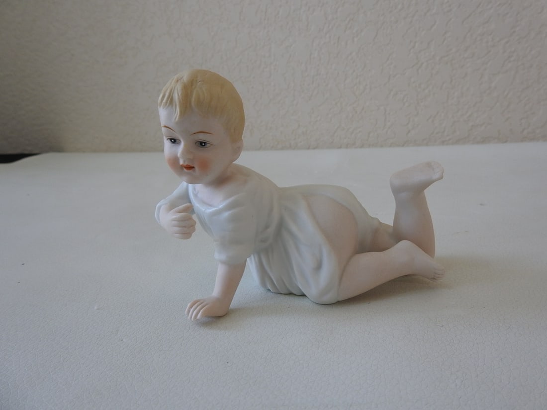 Vintage Japan Bisque Piano Baby Figurine - 3